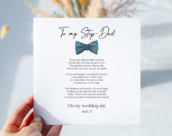 Step-Dad Wedding Day Card: Bow Tie Design, Original Poem