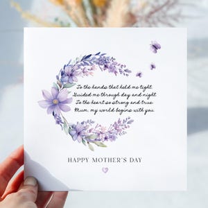 Carte de fête des mères pour maman/maman. Belle carte avec poème. Bonne fête des mères. Meilleure maman, maman, maman. Enveloppe incluse. Intérieur personnalisé