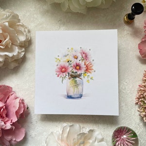 Cartão de felicitações florais feito à mão - Cartões de notas em branco versáteis para qualquer ocasião, incluindo aniversários - Design 3D