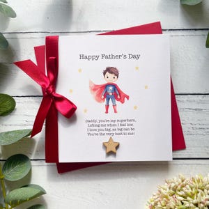 Vatertagskarte für Papa Super Hero Design, handgemachte Karte. Papa, Vatertagskarte. Innen personalisiert. Handarbeit.
