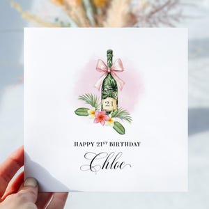 21.Geburtstagskarte für Sie. Personalisierte Geburtstagskarte. Wunderschöne Karte für Sie. Tochter, Schwester oder Freundin Geburtstagsgeschenk. Champagner Design.