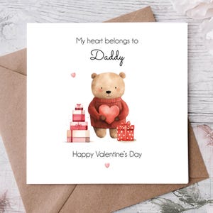 Niedliche Valentinstag Karte für Papa oder Opa. Charmantes Bären Design. Liebeskarte. "Mein Herz gehört Papa." Fröhlichen Valentinstag. Individuell