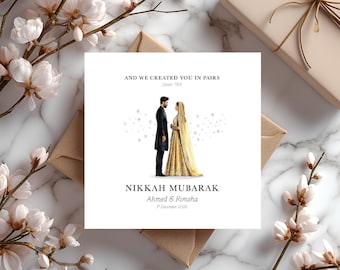 Elegant Nikkah Mubarak Card: Personalised Islamic Wedding Card