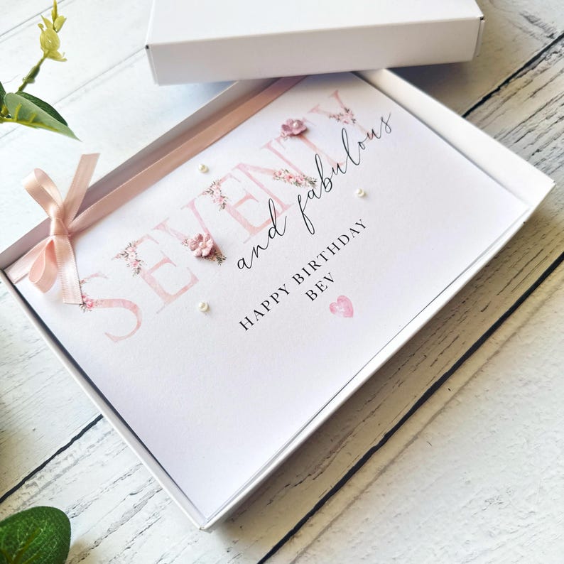 Personalised 70th Birthday Card: Handmade Floral Design - Etsy UK