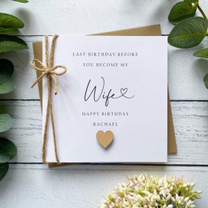 Future carte d'anniversaire pour femme. Carte d'anniversaire personnalisée pour fiancée. L'année prochaine, vous serez ma femme. Cadeau de fiancée fait main. Style rustique.