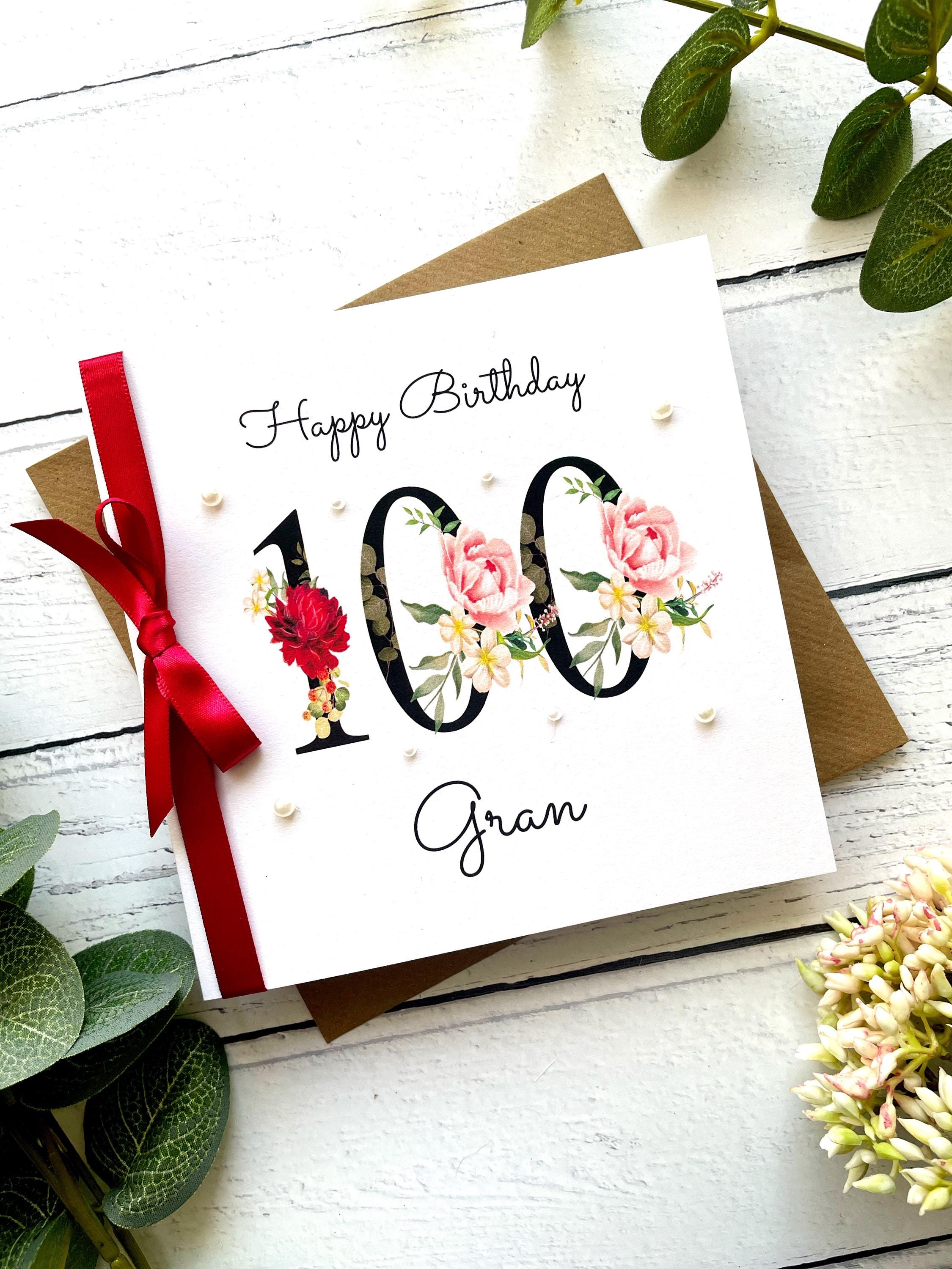 Personalised 100th Birthday Card: Floral Number Design, Handmade - Etsy