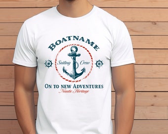 Personalized Boat T-Shirt for Sailors with Anchor, Boatname, nautical clothing, Graphic T-shirt for Men, Gift for Sailors, Boat Owners