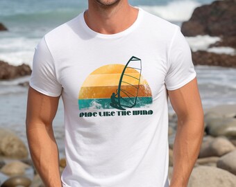Sunset T-shirt for wind surfers and sailors, graphic t-shirt for men and women, beachwear, fun shirt, gift for surfers, nautical clothing