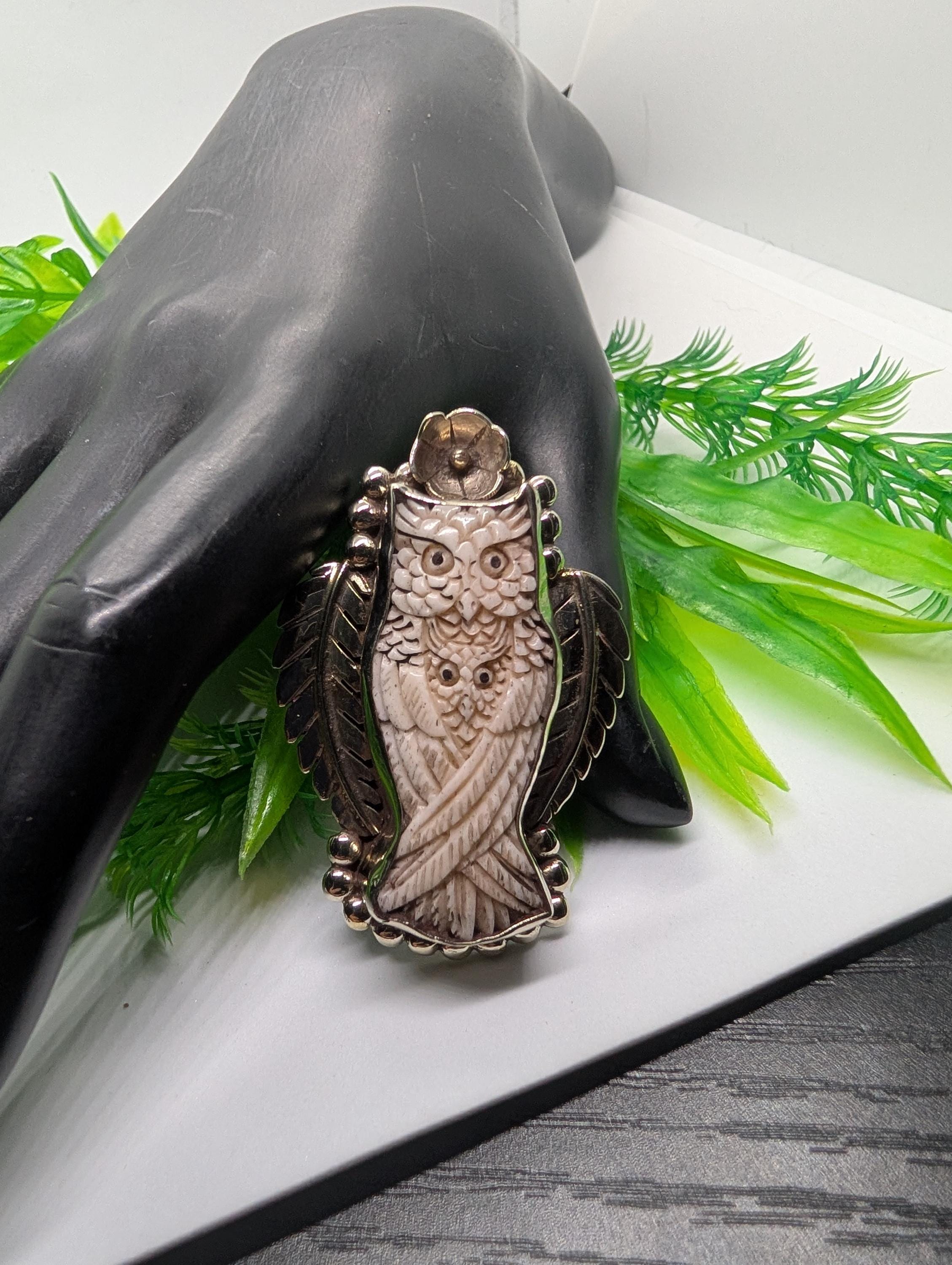 Final Clearance - Double Owl Bone Ring Tibetan Silver