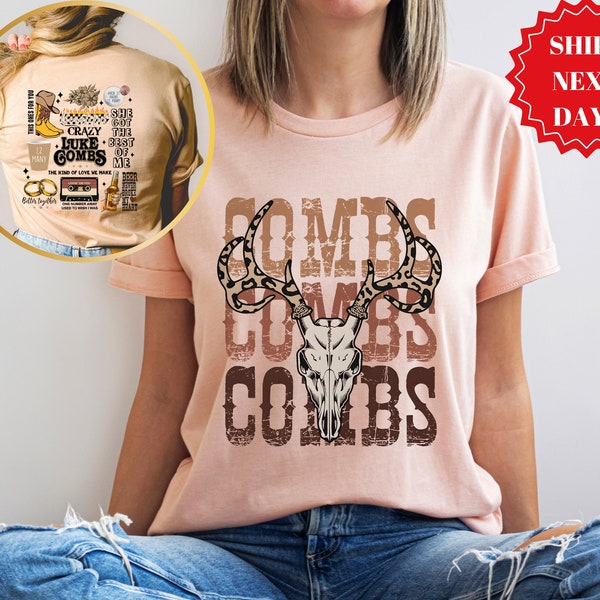 Combs Bullhead Shirt Two Side Print, Country Music Shirt, Luke Combs World Tour 2022, Cowboy Combs, Luke Combs Fan, Cowgirl Tee