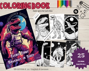 Kosmische Krallen: Dinos im Weltraum | 25 Ausmalbilder Zum Ausdrucken | Buch - Vol.1
