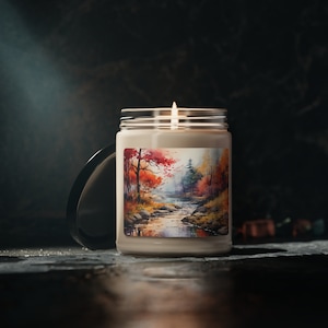 Autumn soy candle | Soy candle gift | Autumn candle | Autumn fall lover gift | Candle with design | VArt design