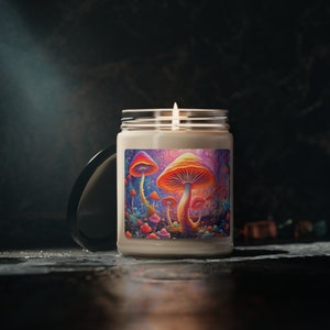 Magic forest soy candle | Soy candle gift | Mushroom candle | Psychedelic candle gift | Candle with design | Magic candle | VArt design