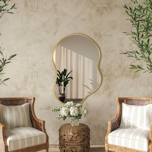 Mirror wall decor, Wall mirror, Mirror home decor, Unique mirror decor, Geometric mirror, Oval mirror, Makeup mirror, Pond mirror