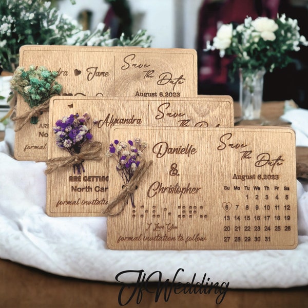 Wood Save The Date Magnet, Floral Save The Date Magnet, Eucalyptus Save The Date Magnet