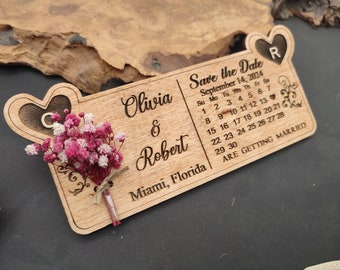 Floral Save the Date Magnet Calendar, Save the date cards, Save the date, Calendar Save the Date, Natural Wood Save the Date, Save Our Date