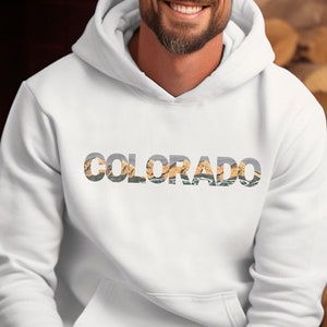 Colorado Hoodie, Unisex Hoodie, Colorado Art Graphic, Mountain Hoodie, Vintage Retro Hoodie, Men Women Hoodie, Outdoorsman Gift, Colorado