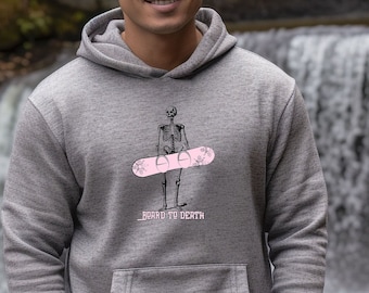 Snowboard Skeleton Hoodie, Pink Board, Colorado Winter Sports Sweatshirt