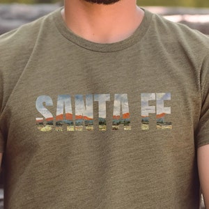 Santa Fe Tee, Men&#39;s Gift,  Women&#39;s Gift, Southwest Art Shirt, Art T-shirt, New Mexico Souvenir, Vintage Retro, Camper TShirt, States Shirt