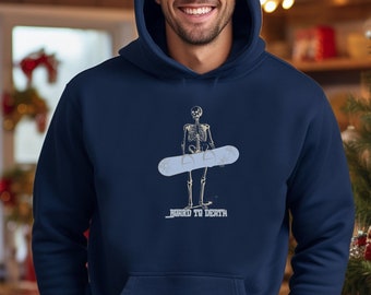 Snowboard Skeleton Hoodie, Vintage Retro Winter Sports Gift