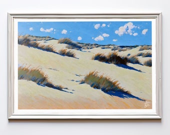 Cornish Dunes on Summers Day : Giclée Art Print (Seascape Style A4 or A3) available Print Only