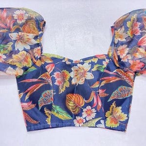 Panchkula Blouse, Organza silk, Indian Designer Blouse, Saree Blouse, crop top, Handmade Blouse