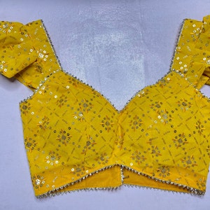 Panchkula Blouse, Yellow Brocade silk , Indian Designer Blouse, Saree Blouse, Sari Blouse , Crop top