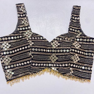 Black Velvet silk, Indian Designer Blouse, Saree Blouse, crop top, Handmade Blouse