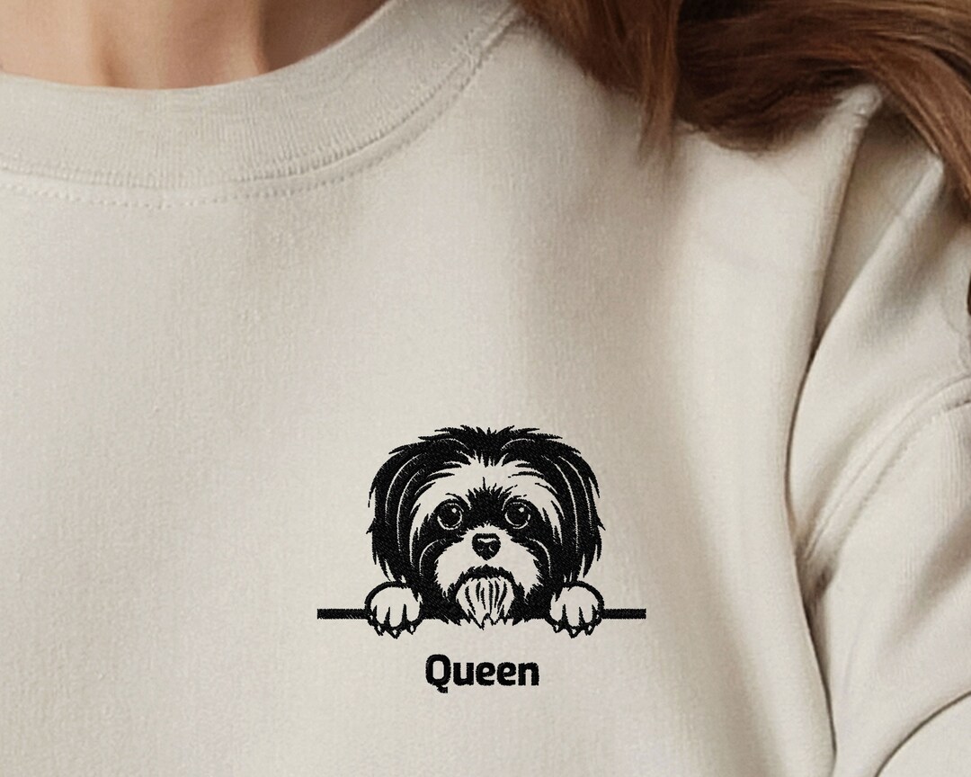 Custom Shih Tzu Embroidered Sweatshirt, Personalised Dog Name Shirt