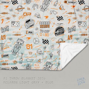 F1 Theam Throw Blanket | Mclaren | Ferrari | RedBull | Mercedes McLaren Gray