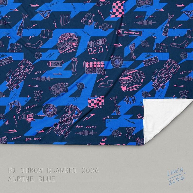 F1 Theam Throw Blanket | Mclaren | Ferrari | RedBull | Mercedes Alpine Blue