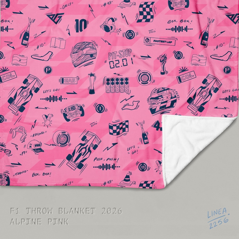 F1 Theam Throw Blanket | Mclaren | Ferrari | RedBull | Mercedes Alpine Pink