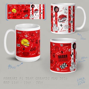 F1 Team Ceramic Mug - McLaren | Ferrari | Mercedes | RedBull | Alpine | Tracks Ferrari - Red