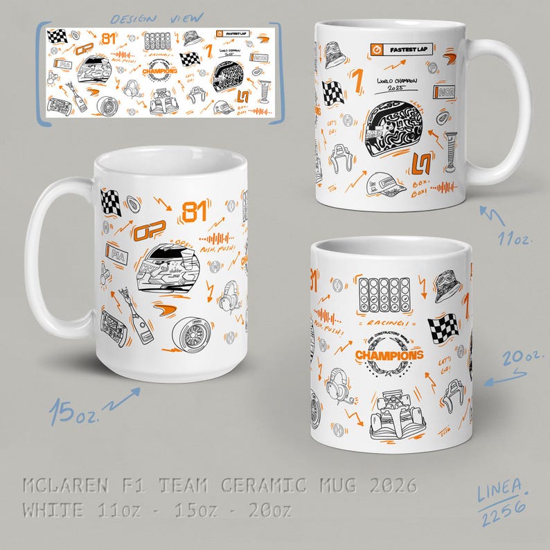 F1 Team Ceramic Mug - McLaren | Ferrari | Mercedes | RedBull | Alpine | Tracks McLaren