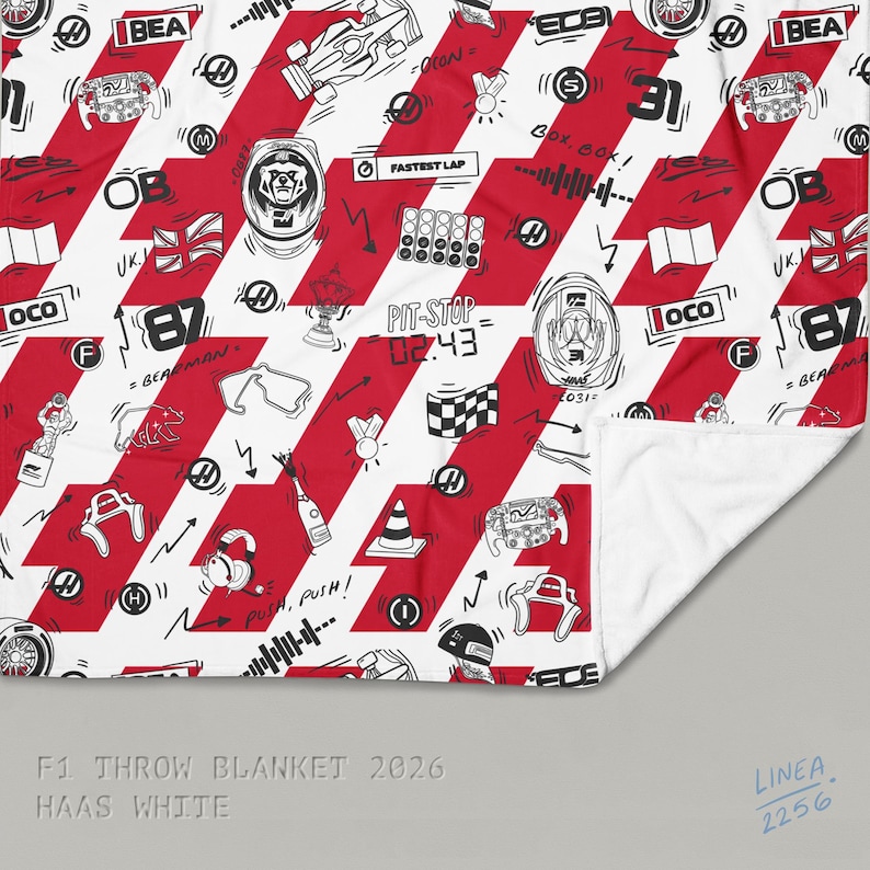 F1 Theam Throw Blanket | Mclaren | Ferrari | RedBull | Mercedes Haas White