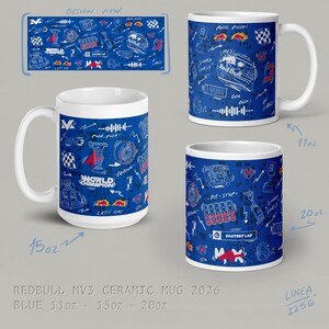 F1 Team Ceramic Mug - McLaren | Ferrari | Mercedes | RedBull | Alpine | Tracks MV3 - Blue