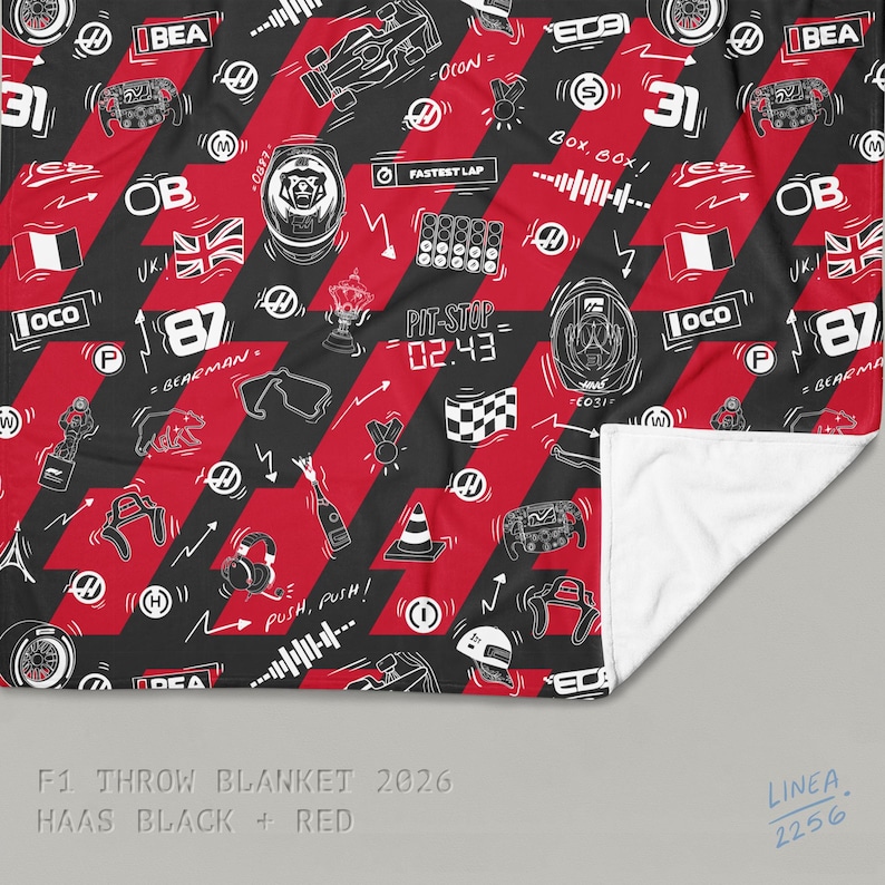F1 Theam Throw Blanket | Mclaren | Ferrari | RedBull | Mercedes Haas Black