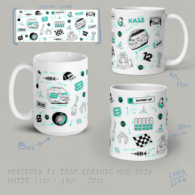 F1 Team Ceramic Mug - McLaren | Ferrari | Mercedes | RedBull | Alpine | Tracks Mercedes
