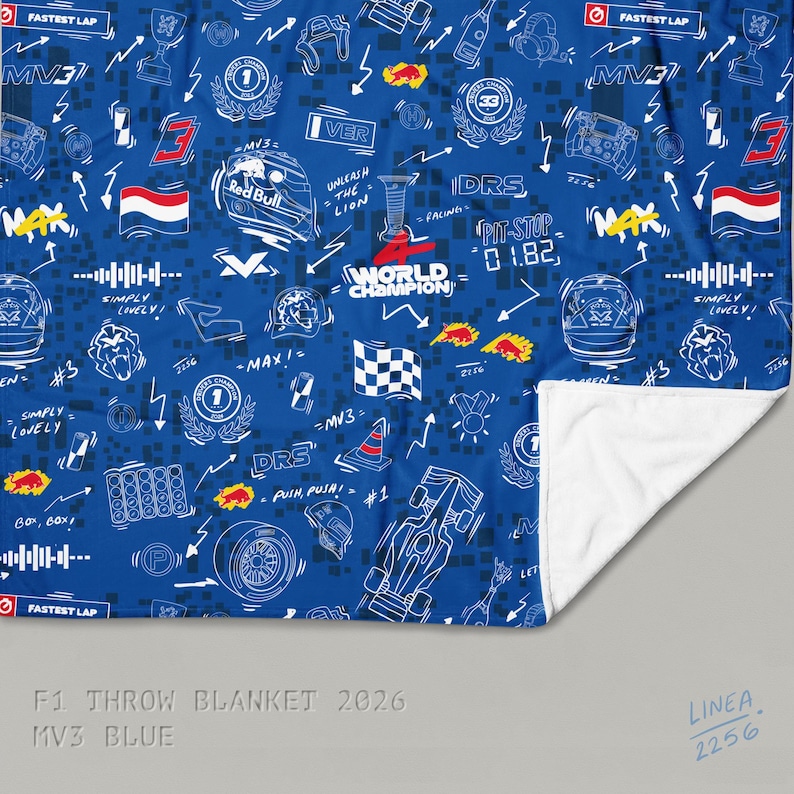 F1 Theam Throw Blanket | Mclaren | Ferrari | RedBull | Mercedes MV3 Blue