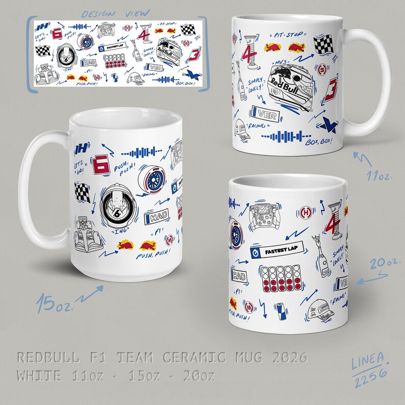 F1 Team Ceramic Mug - McLaren | Ferrari | Mercedes | RedBull | Alpine | Tracks RedBull