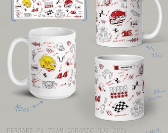 F1 Team Ceramic Mug  -  McLaren | Ferrari | Mercedes | RedBull  | Alpine | Tracks