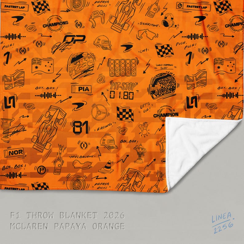 F1 Theam Throw Blanket | Mclaren | Ferrari | RedBull | Mercedes McLaren Orange