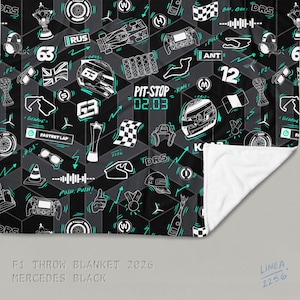 F1 Theam Throw Blanket | Mclaren | Ferrari | RedBull | Mercedes Mercedes Black