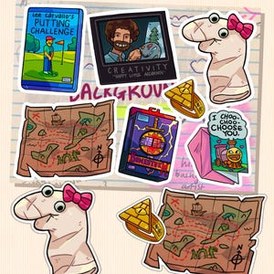 Feuille d'autocollants Monster Prom Party - Marionnette chaussette, Saint-Valentin, Illuminati, Putt Putt, Happy Accidents, Carte au trésor - Cadeau amusant