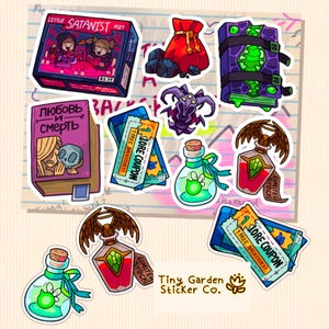 Feuille d'autocollants Monster Prom Party - Fantastique, potions, jeux de société, dragon, Necronomicon, coupon, satanique - cadeau drôle super amusant d'humour noir