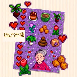 Stardew Valley - Feuille d'autocollants de personnalité Evelyn « Grandma » | Sticker SDV - Douce grand-mère - Confortable et sain