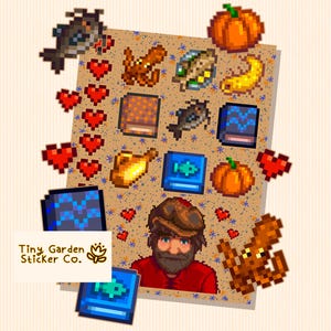 Stardew Valley - Hoja de pegatinas de personalidad de Willy el Pescador / Pegatina SDV - Estética de papá pescador