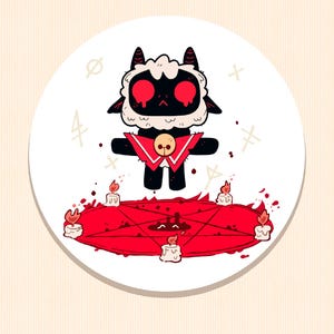 Grand sticker Cult of the Agneau – Agneau sacrificiel rituel du sang CotL | Autocollant mignon en vinyle | Parfait pour les cadeaux et les jeux de décoration personnalisés