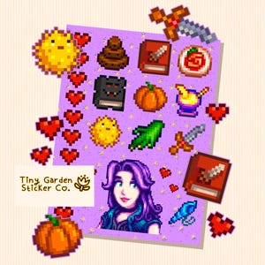 Stardew Valley - Feuille d'autocollants de personnalité d'Abigail | Sticker SDV - Petite amie gothique - Effrayant mignon