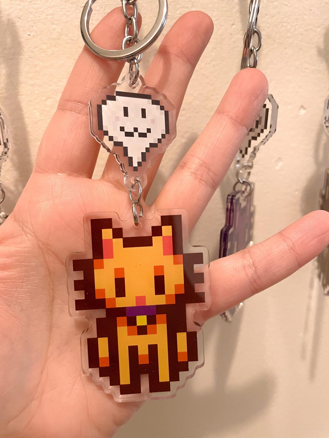 Stardew Valley Tan Cat Keychain Bag Charm | Double-sided Emotion Bubble ...